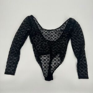 NWT VICTORIA’S SECRET Women’s Black Lace Low Back Thong Bodysuit Size XS